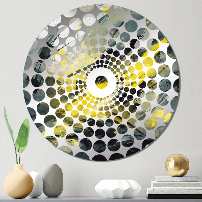 Designart "Evolving In Pink Grey Liquid Ink III" - Modern Abstract Geometric Concentric Circles Decorative Mirror