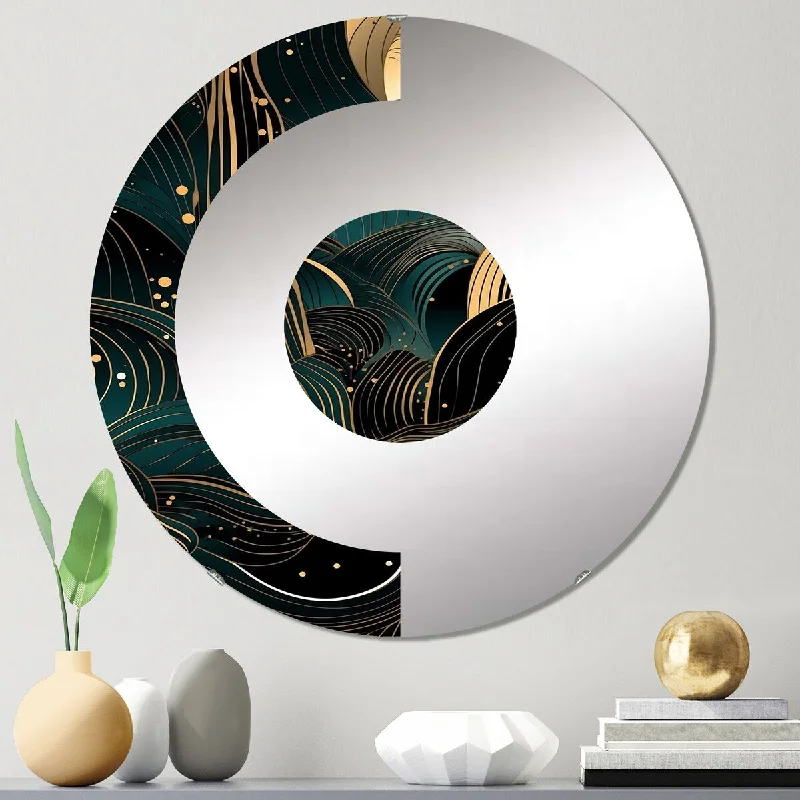 Designart "Exploring Abstracted Lines II" - Modern Abstract Line Art Half Circle Wall Mirror