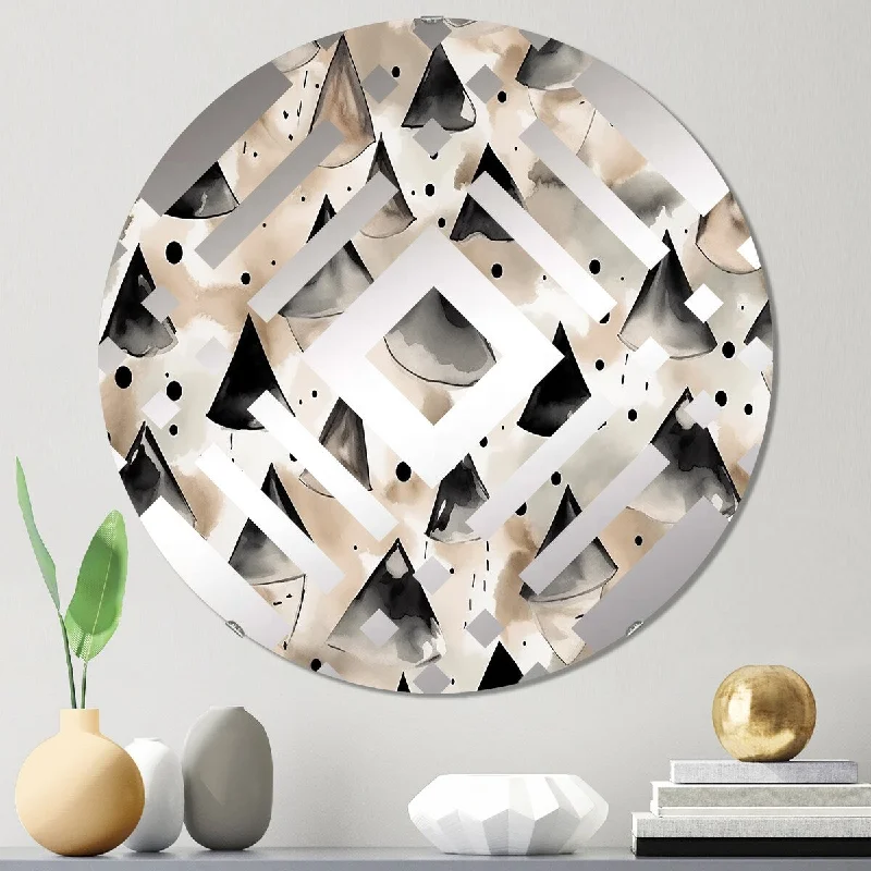 Designart "Exploring Golden Abstracted Symmetry I" - Modern Abstract Geometric Diamond Decorative Mirror