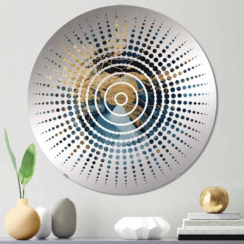 Designart "Exploring The Depths Of Blue Geode II" - Modern Abstract Marble Sun Circles Wall Mirror