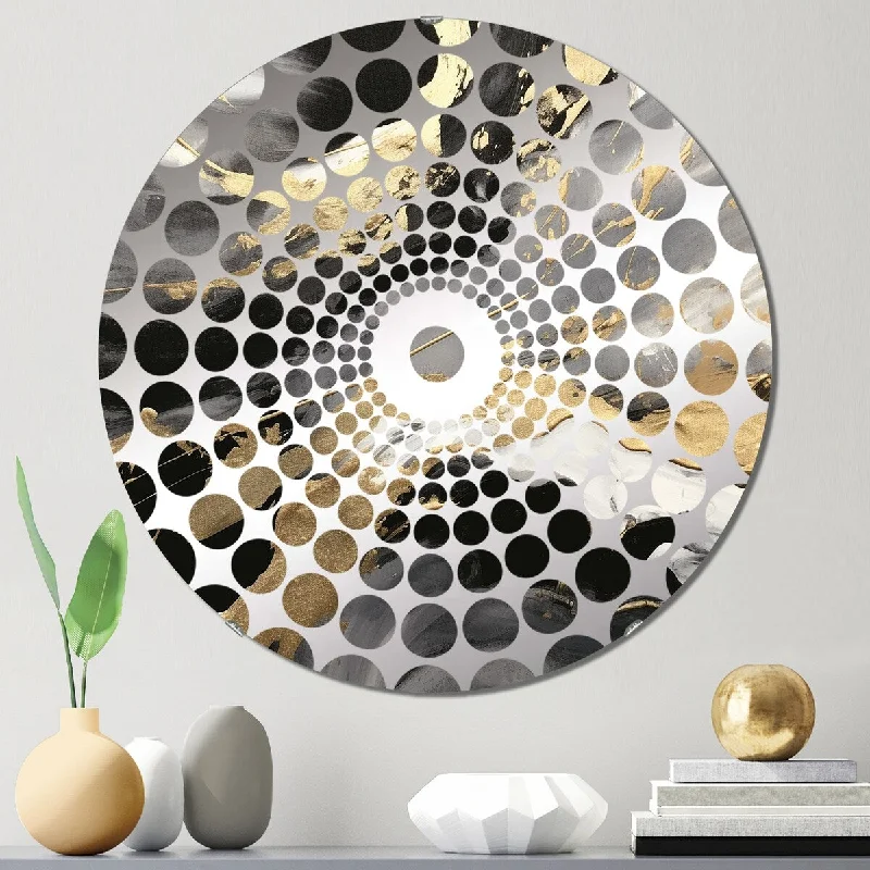 Designart "Exploring The Depths Of Gold Marble IV" - Modern Abstract Geometric Concentric Circles Decorative Mirror