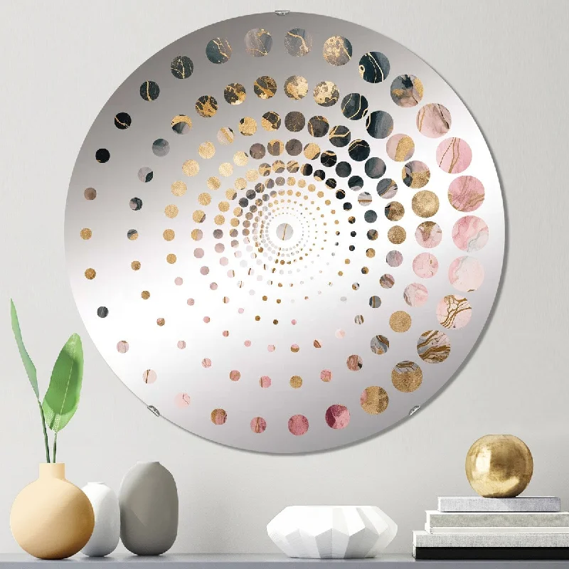 Designart "Exploring The Depths Of Pink Geode II" - Modern Abstract Marble Spiral Circle Wall Mirror