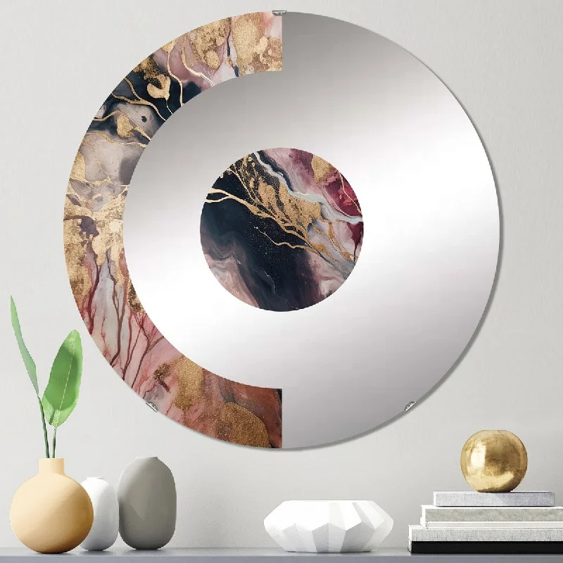 Designart "Exploring The Depths Of Pink Geode V" - Modern Abstract Marble Half Circle Wall Mirror