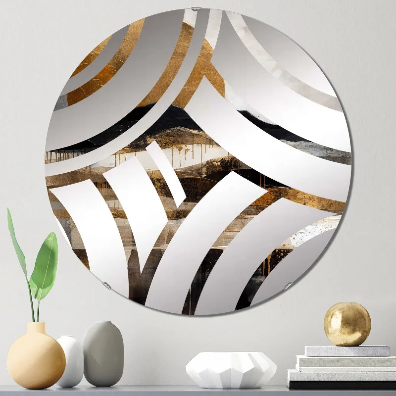 Designart "Exploring The Evolving Golden Moon IV" - Traditional Landscape Modern Centre Wave Decorative Mirror