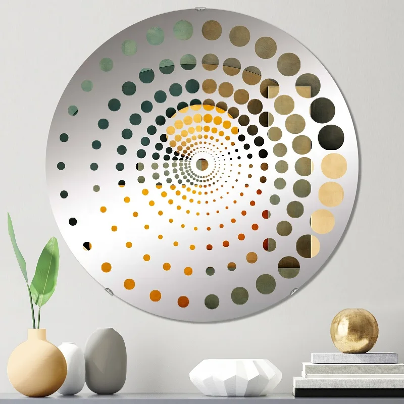 Designart "Full Moon Celebratration Vintage Abstract" - Modern Abstract Geometric Spiral Circle Wall Mirror