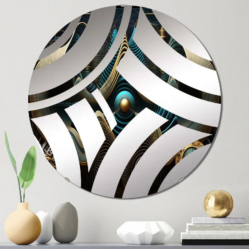 Designart "Future Harmony Soundwaves Ocean Seascape I" - Modern Abstract Shapes Centre Wave Decorative Mirror