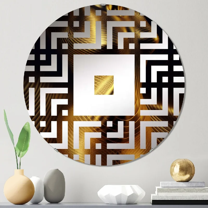 Designart "Futuristic Sensuality Golden Goddess" - Modern Fashion Woman Square Wall Mirror