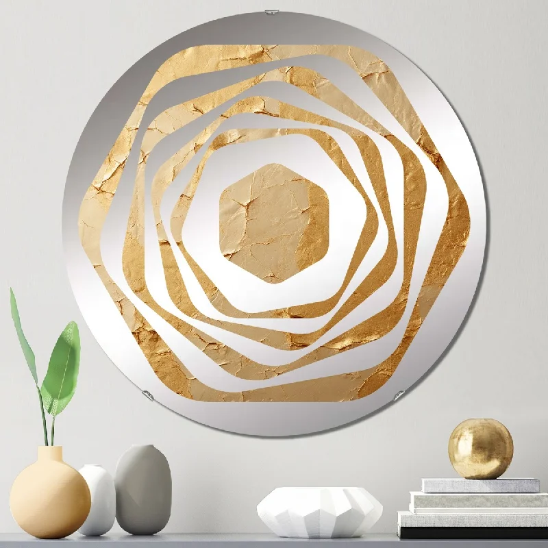 Designart "Gentle Abundance Retro Gold Abstract" - Modern Abstract Painting Amorphe Decorative Mirror