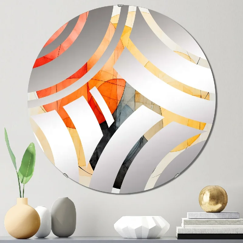 Designart "Geometric soft colors patterns III" - Modern Abstract Geometric Centre Wave Decorative Mirror