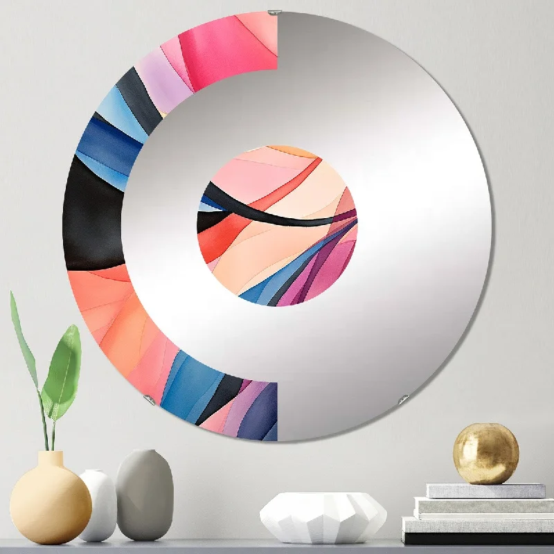 Designart "Geometric soft colors patterns V" - Modern Abstract Geometric Half Circle Wall Mirror