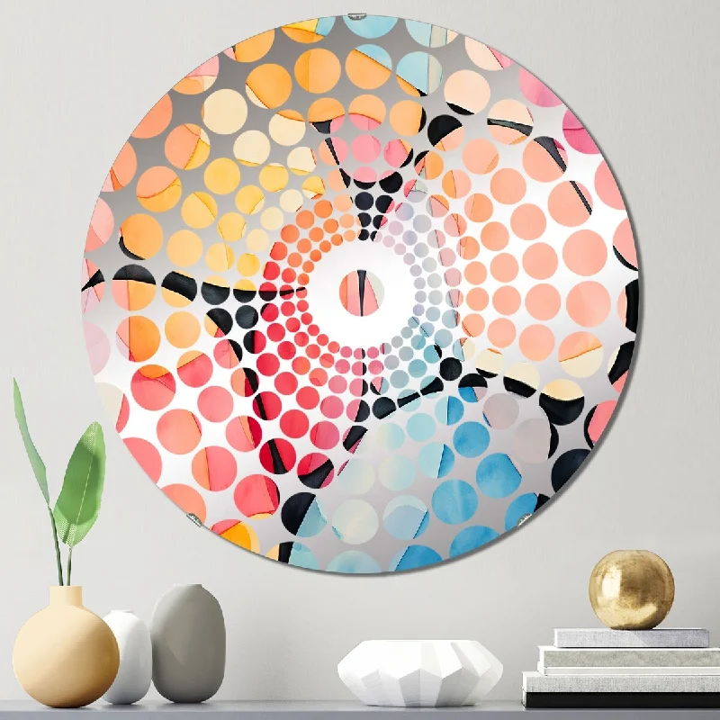 Designart "Geometric soft colors tiles III" - Modern Abstract Geometric Concentric Circles Decorative Mirror