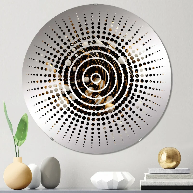 Designart "Gilded Polka Dot" - Modern Polka Dots Sun Circles Wall Mirror