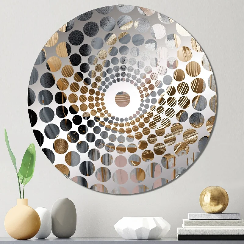 Designart "Gold And Black Marble Expression IV" - Modern Abstract Marble Concentric Circles Decorative Mirror