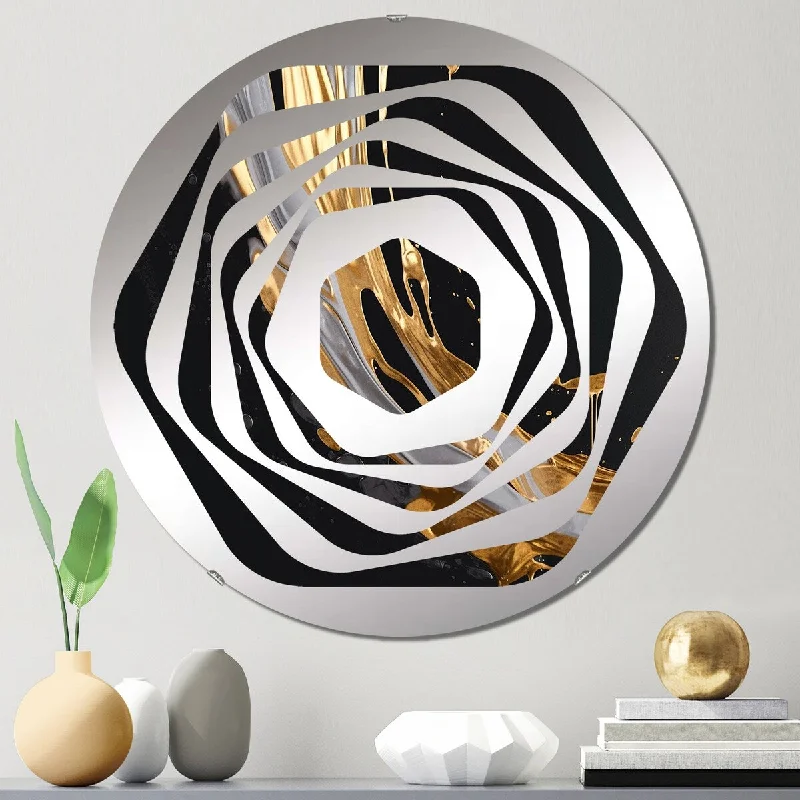 Designart "Gold And Black Marble Medley I" - Modern Abstract Marble Amorphe Decorative Mirror