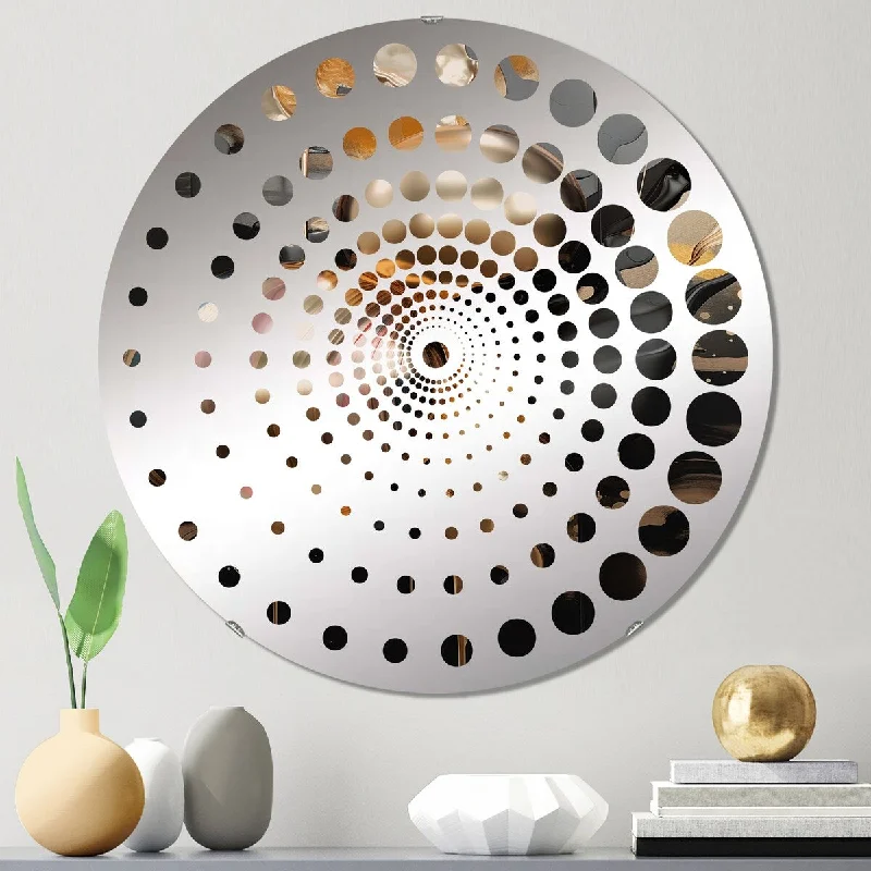 Designart "Gold And Black Marble Mirage IV" - Modern Abstract Marble Spiral Circle Wall Mirror