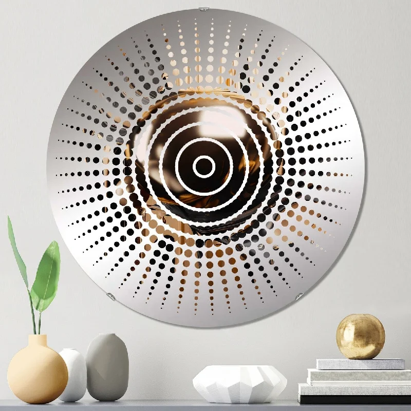 Designart "Gold And Black Marbled Euphoria IV" - Modern Abstract Marble Sun Circles Wall Mirror