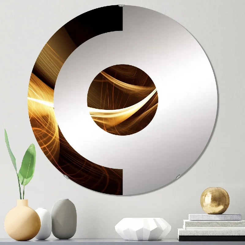 Designart "Gold Elegant Modern Sofa I" - Modern Abstract Modern Waves Half Circle Wall Mirror