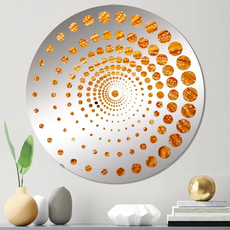 Designart "Golden abstract spiral Reverie III" - Modern Abstract Collages Spiral Circle Wall Mirror