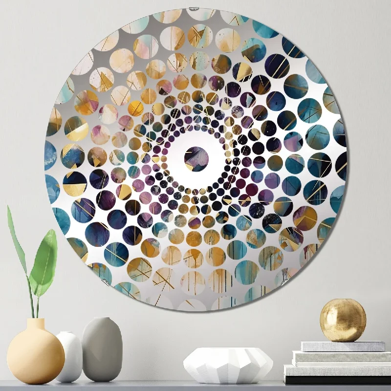 Designart "Golden Explosion Triangles II" - Modern Abstract Geometric Concentric Circles Decorative Mirror