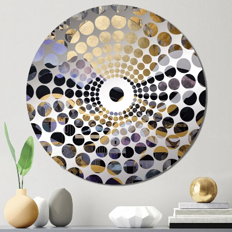 Designart "Golden Rising Moon I" - Traditional Landscape Modern Concentric Circles Decorative Mirror