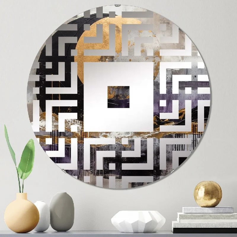 Designart "Golden Rising Moon IV" - Traditional Landscape Modern Square Wall Mirror