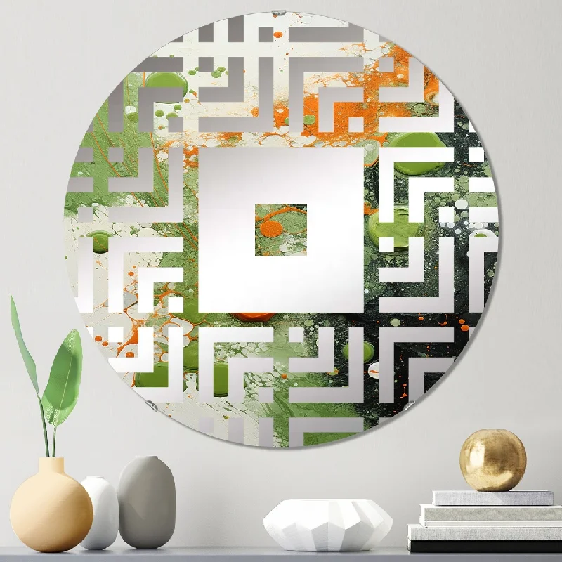 Designart "Green and yellow abstract avocado III" - Traditional Fruits Square Wall Mirror