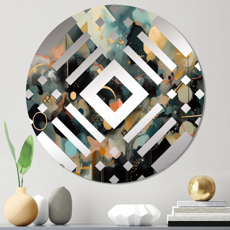 Designart "Green And Yellow Modern Artistic Expressions II" - Modern Abstract Diamond Decorative Mirror