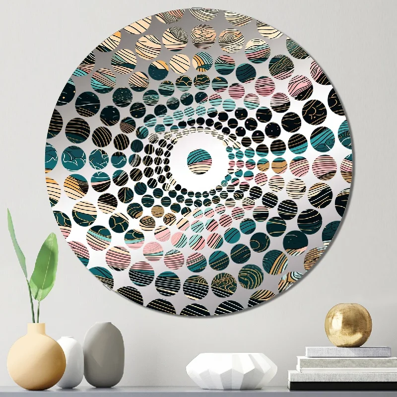 Designart "Green Linear Symphony V" - Modern Abstract Line Art Concentric Circles Decorative Mirror