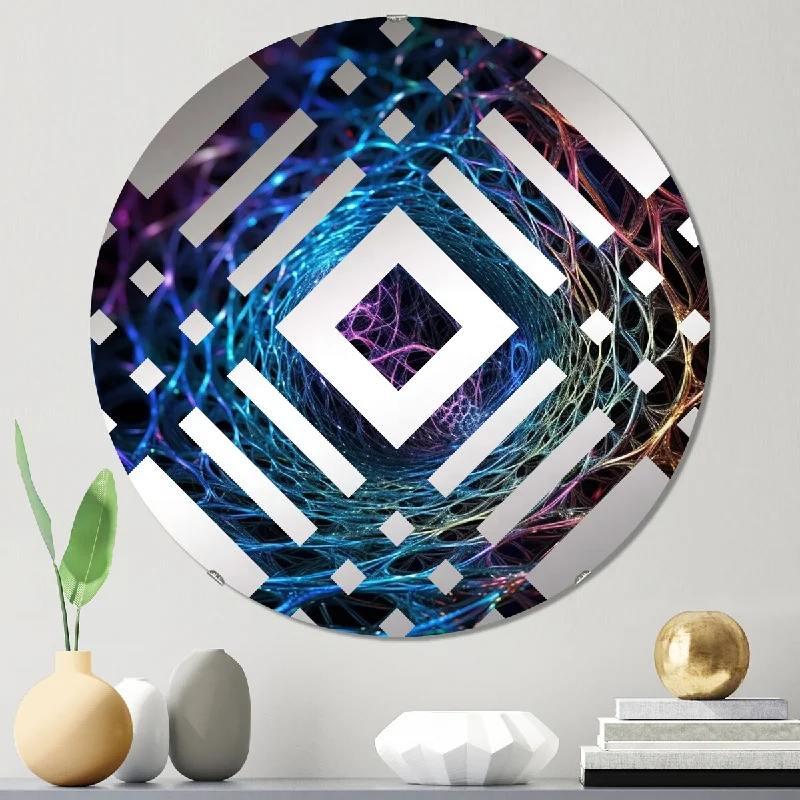 Designart "Infinity Net Space Matrix I" - Modern Fractals Diamond Decorative Mirror