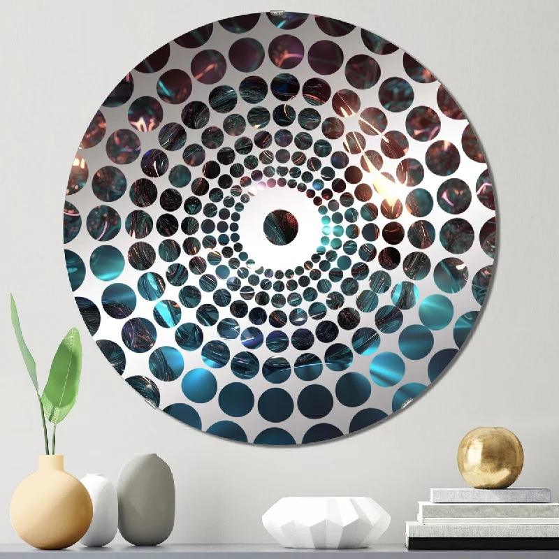 Designart "Liquid Crystal Atom II" - Modern Fractals Concentric Circles Decorative Mirror