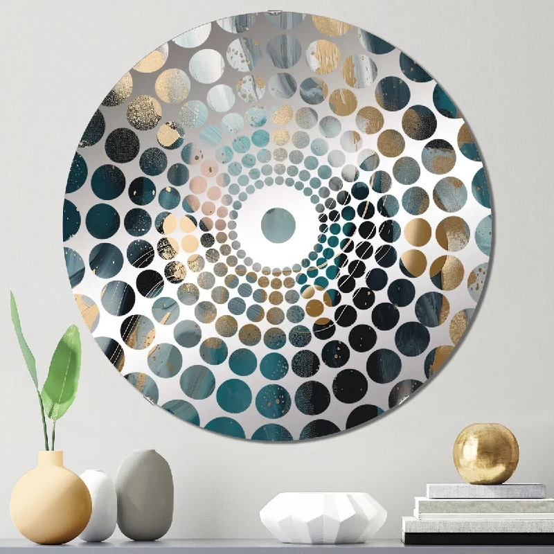 Designart "Metallic Circles On Marble Energy II" - Modern Abstract Marble Concentric Circles Decorative Mirror