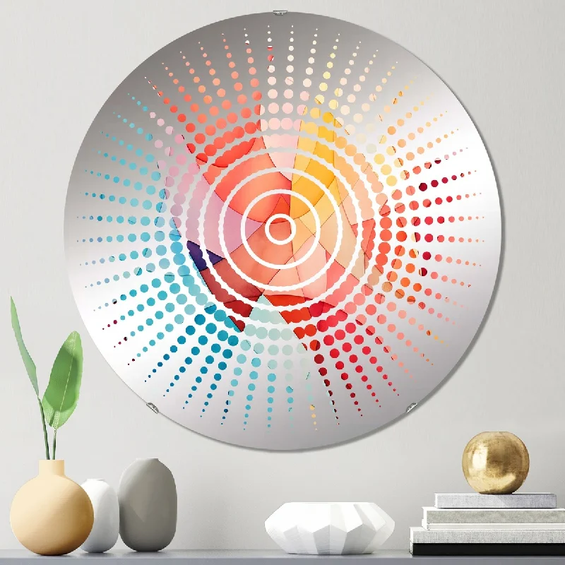 Designart "Midcentury pastel color collages II" - Modern Abstract Geometric Sun Circles Wall Mirror