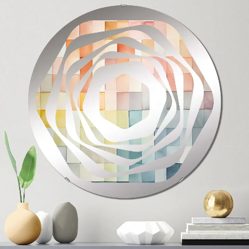 Designart "Multicolor cubes patterns II" - Modern Abstract Geometric Amorphe Decorative Mirror