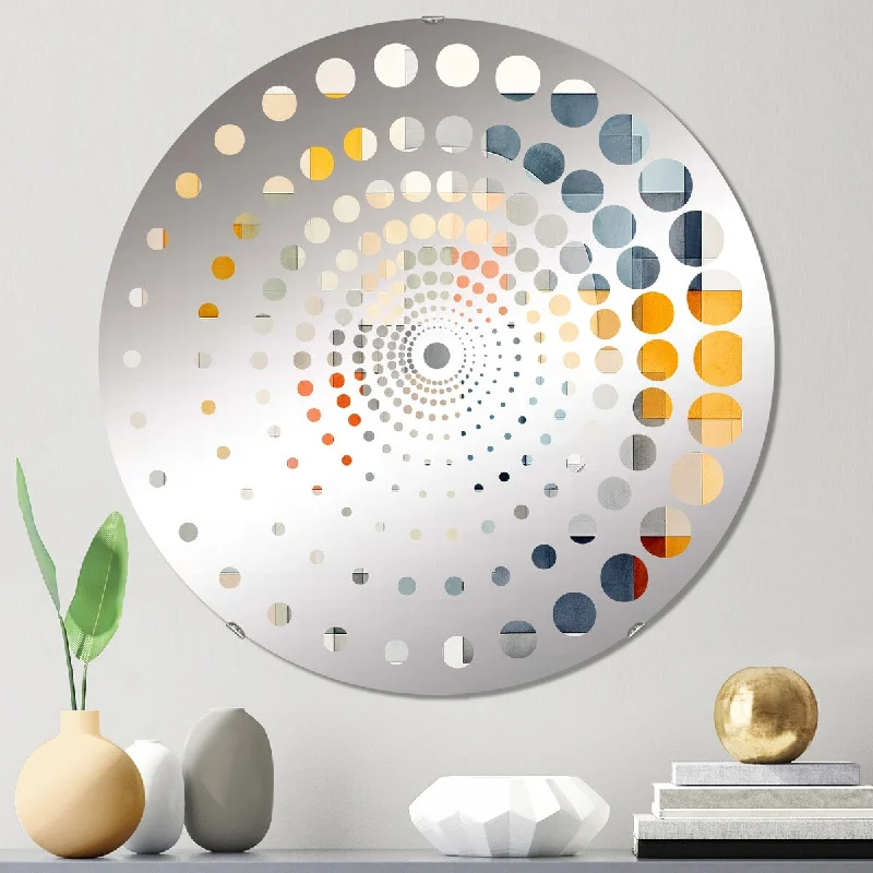 Designart "Multicolor cubes patterns IV" - Modern Abstract Geometric Spiral Circle Wall Mirror