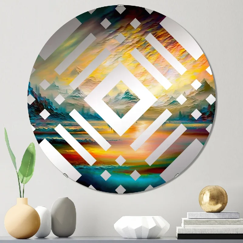 Designart "Mystical Aurora Borealis Arctic Mountains IV" - Coastal Coastal Beach Diamond Decorative Mirror