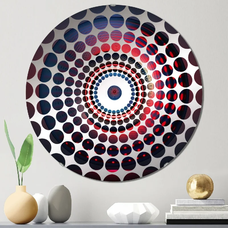 Designart "New Balance Deep Blue Deep Space Red Mandala" - Abstract Geometric Concentric Circles Decorative Mirror