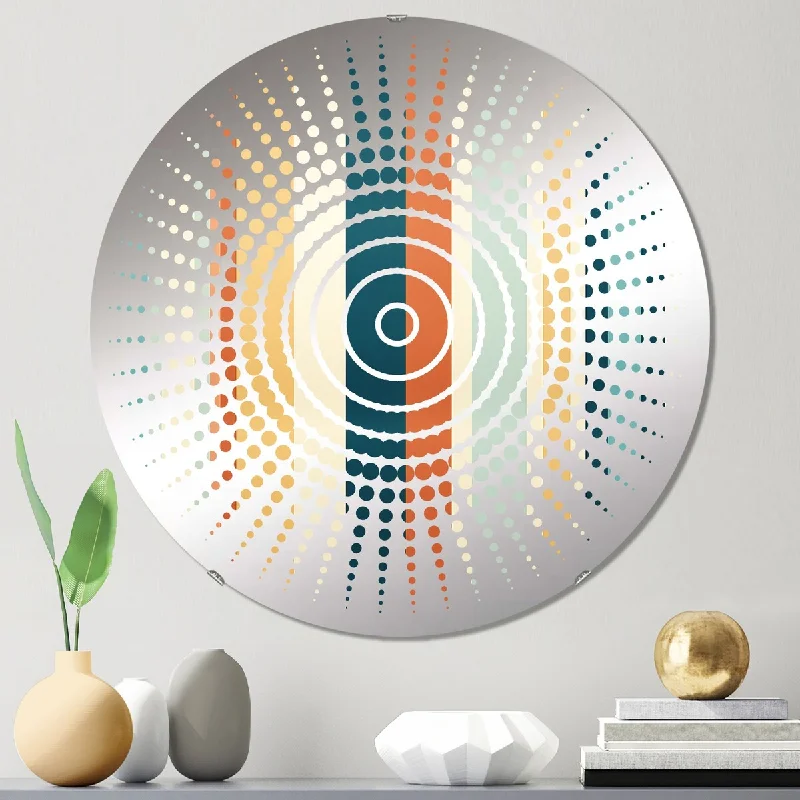 Designart "Nomadic Blend Striped Pattern" - Modern Striped, Abstract Sun Circles Wall Mirror