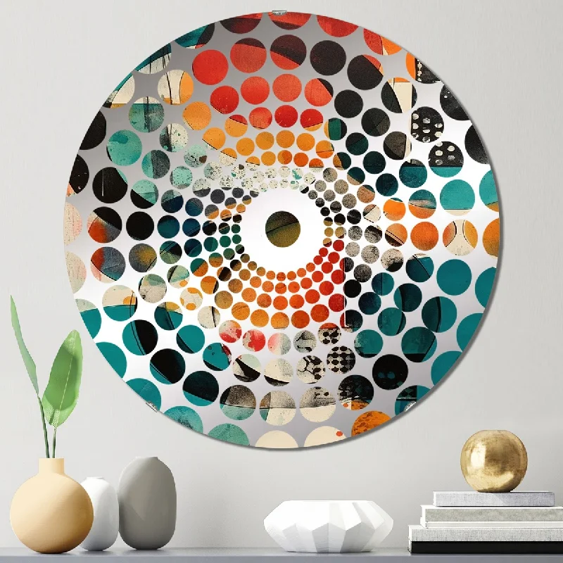 Designart "Orange Abstracted Geometric Explorations II" - Modern Abstract Geometric Concentric Circles Decorative Mirror