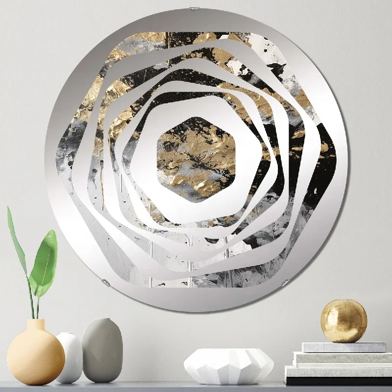 Designart "Organic Bliss Minimal Abstract Gold And Black II" - Modern Abstract Painting Amorphe Decorative Mirror