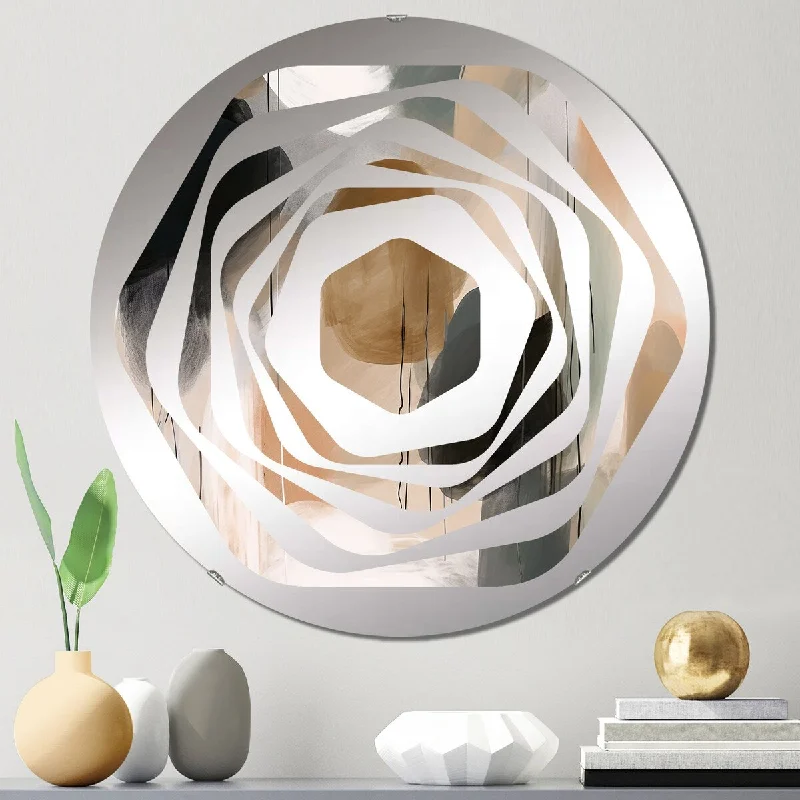 Designart "Painting Of Abstract Shapes III" - Modern Abstract Painting Amorphe Decorative Mirror