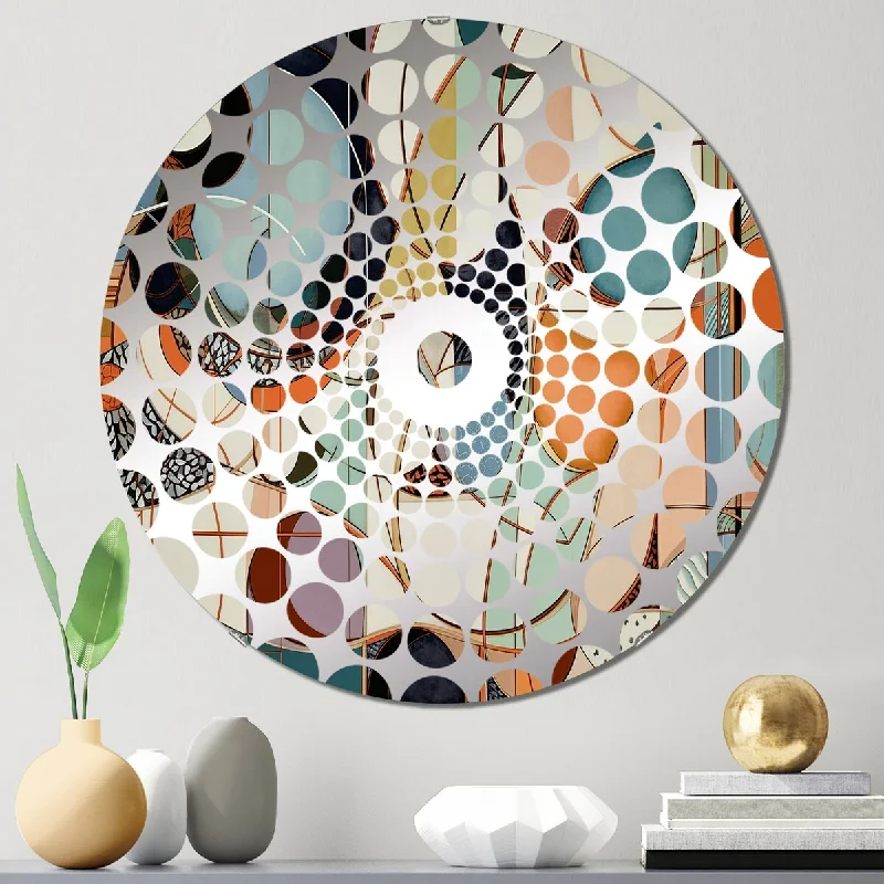 Designart "Pastel Color Boho Artwork II" - Modern Abstract Minimalism Concentric Circles Decorative Mirror