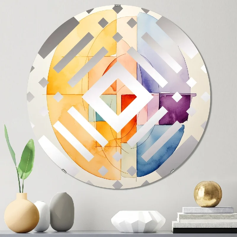 Designart "Pastel color geometric ink collage I" - Modern Abstract Geometric Diamond Decorative Mirror