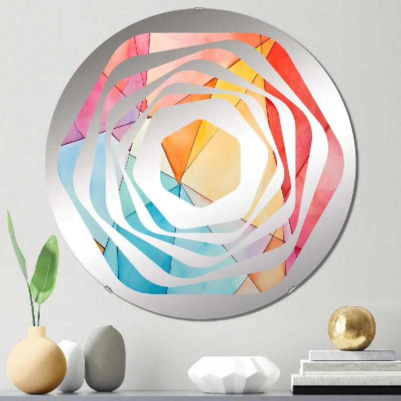 Designart "Pastel color geometric ink explosion I" - Modern Abstract Geometric Amorphe Decorative Mirror