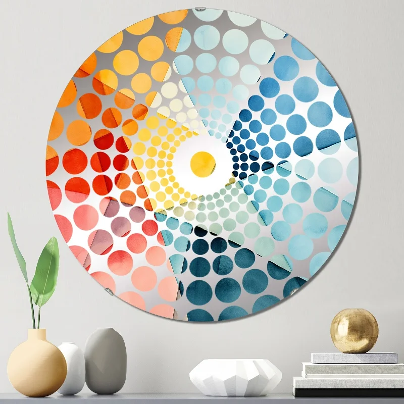 Designart "Pastel colors Contrasting geometric Composition I" - Abstract Geometric Concentric Circles Decorative Mirror