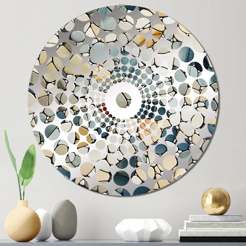 Designart "Pebble Mosaic Tropical Pattern" - Tropical Floral Concentric Circles Decorative Mirror