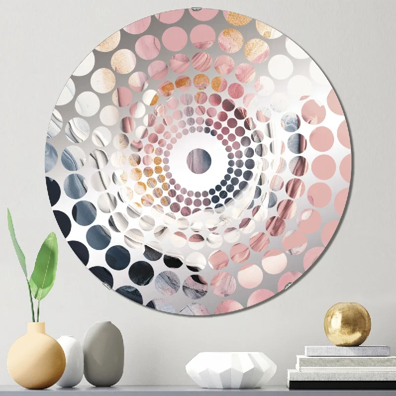 Designart "Pink And Blue Transcendent Beauty In Marble Art III" - Abstract Marble Concentric Circles Decorative Mirror