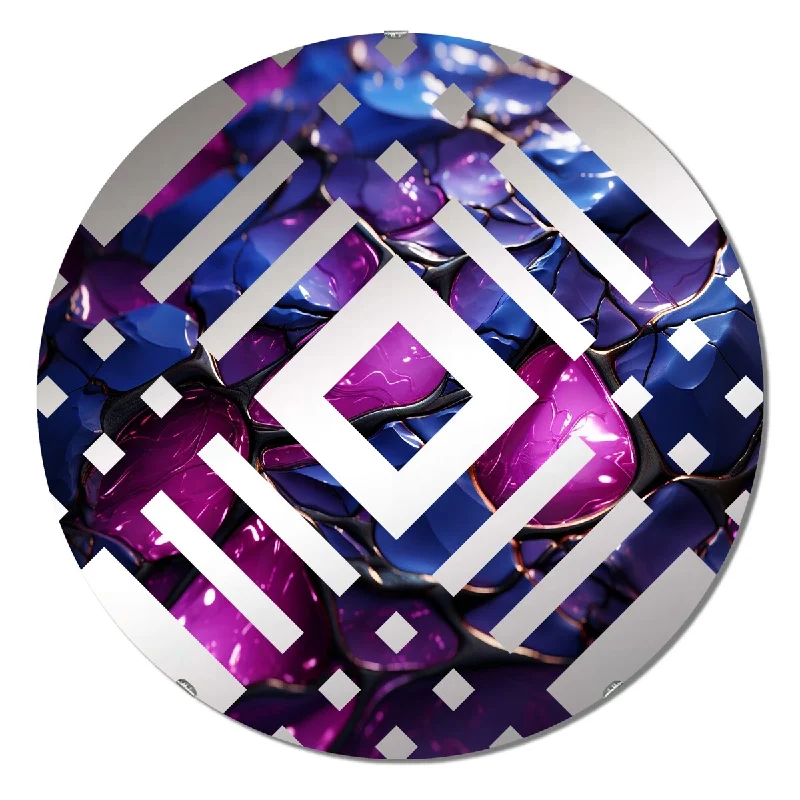 Designart "Pink and purple Marble crystal essence II" - Modern Abstract Marble Diamond Decorative Mirror