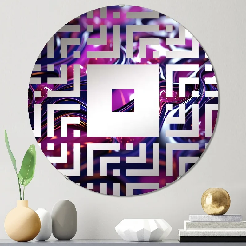 Designart "Pink and purple Marble crystal essence IV" - Modern Abstract Marble Square Wall Mirror