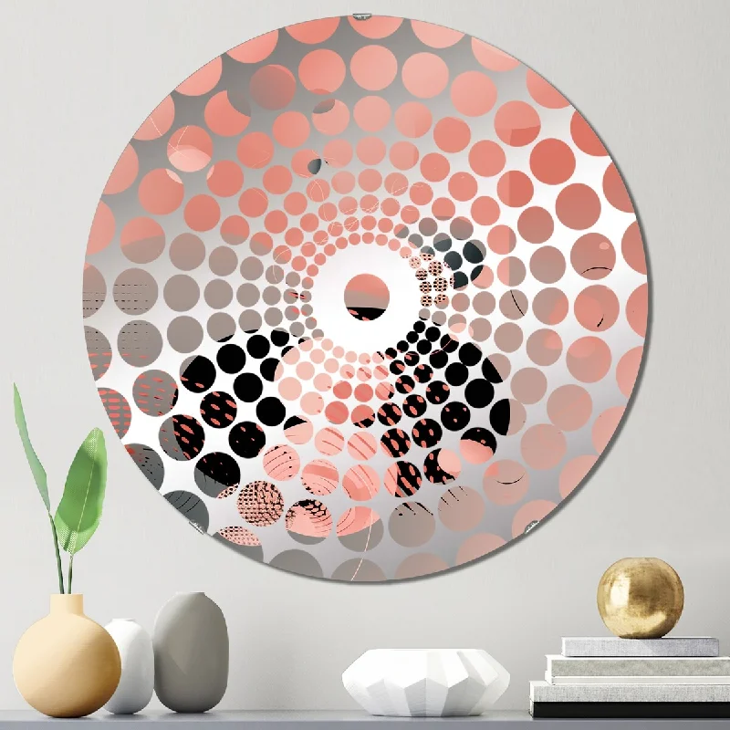 Designart "Pink Minimalism Profound Intimacy I" - Modern Abstract Minimalism Concentric Circles Decorative Mirror