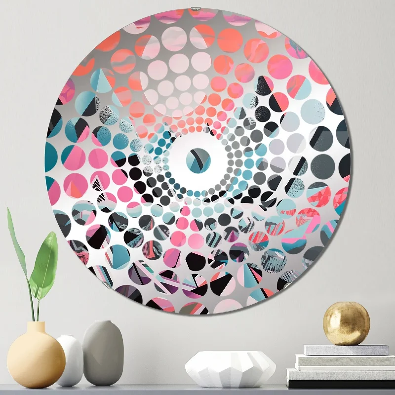 Designart "Pink Sharp Mountains" - Traditional Landscape Modern Concentric Circles Decorative Mirror